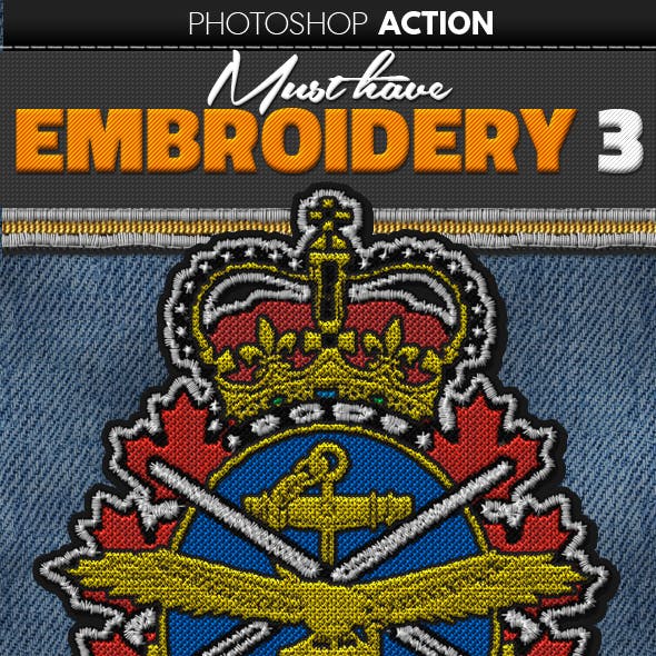 Embroidered Logo Badge Photoshop Action