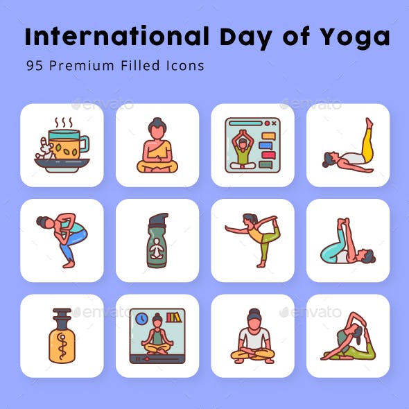 International Day of Yoga 95 Premium Filled Icons