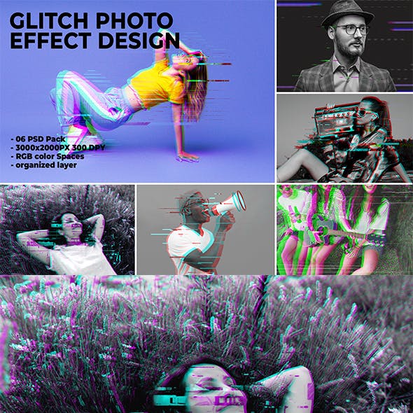 Glitch photo effect design