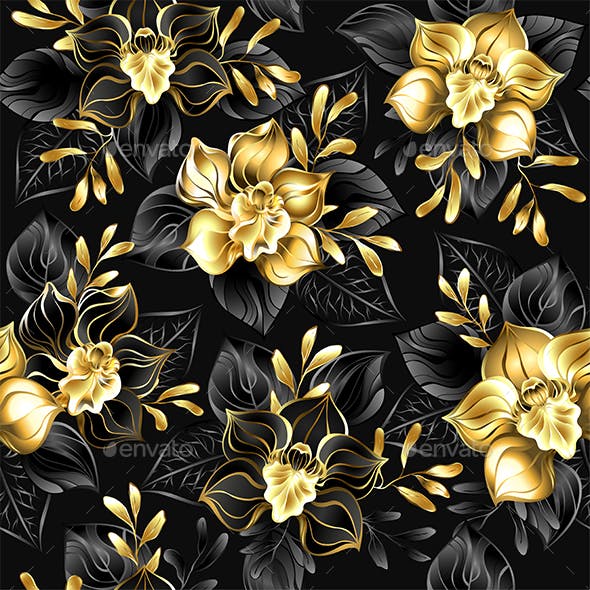 Seamless with Jewelry Orchids