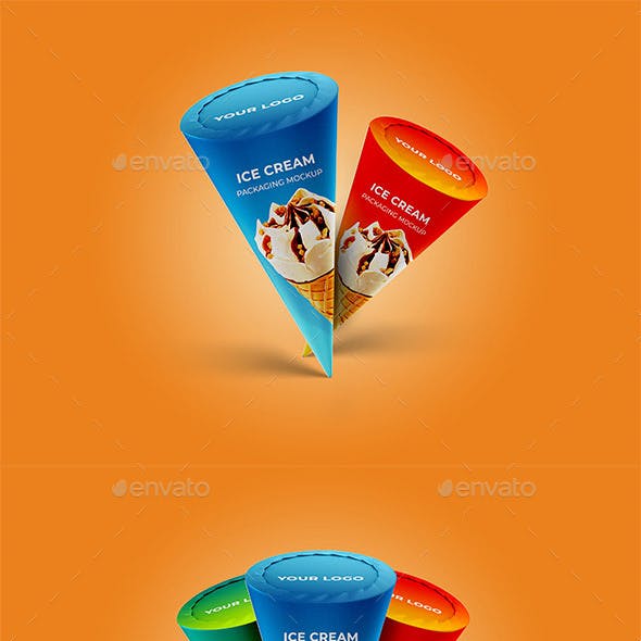 Ice Cream Waffle Cone Packaging Mockup