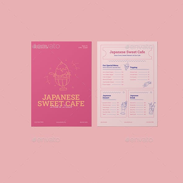 Pink Blue Orange Outline Handrawn Asian Restaurant Menu