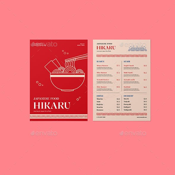 Red Beige Japanesse Food Menu