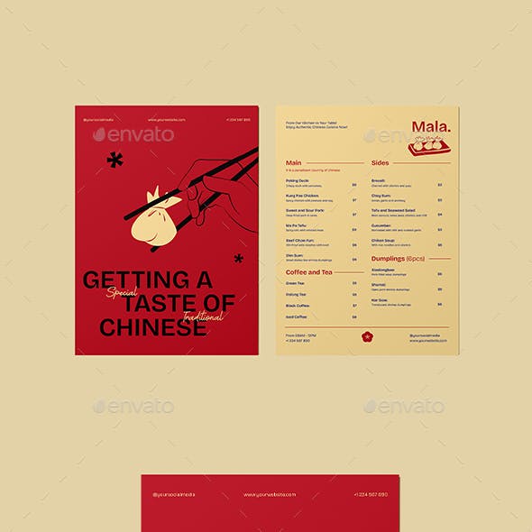 Red Cream Simpel Chinese Resraurant Menu