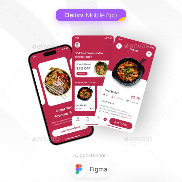 Delivv - Food Delivery Mobile App UI Kit