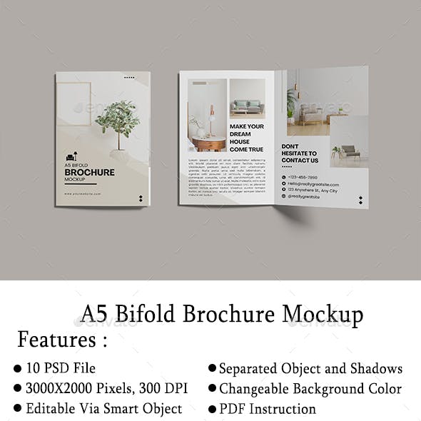 A5 Bifold Brochure Mockup