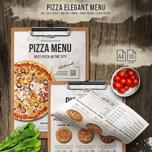 Pizza Elegant Menu - A4 and US Letter