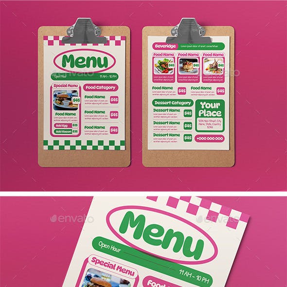 Pink Green Risograph Food Menu