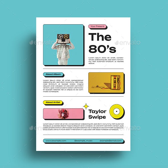 Blue Yellow Pink Neo Brutalism Press Release Promotion Flyer