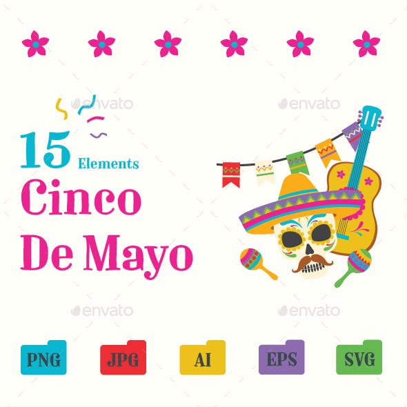Color full Flat Design Cinco De Mayo Element Pack