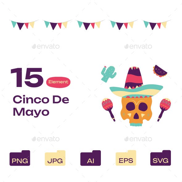 Retro Flat Cinco De Mayo Element Pack