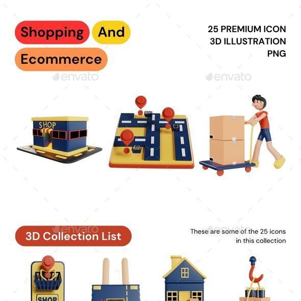 Shopping and Ecommerce 3D Illustration