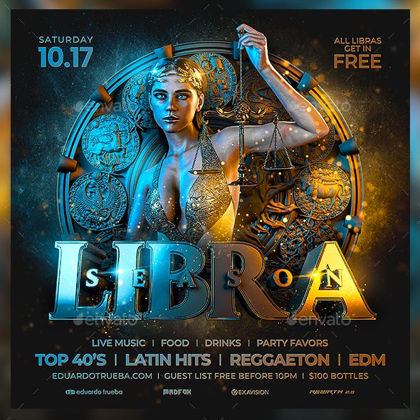 Libra Season Party Flyer