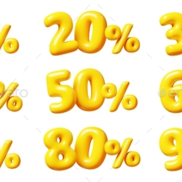 Balloon Number with Percent Sign for Sale Concept