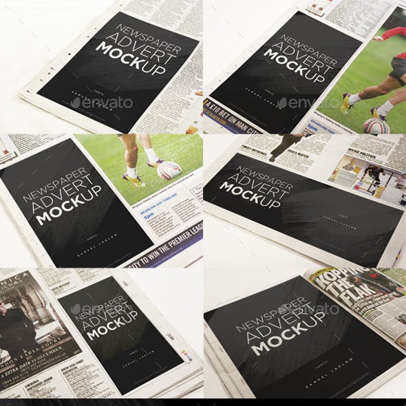 6 Newspaper Advert Mockups