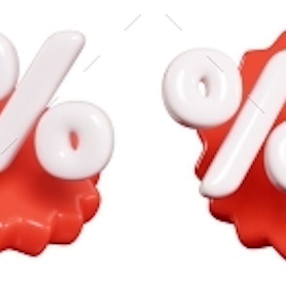 Flying Red Starburst Sticker with Percent Sign