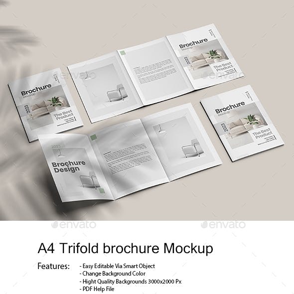 A4 Trifold Brochure Mockup Set